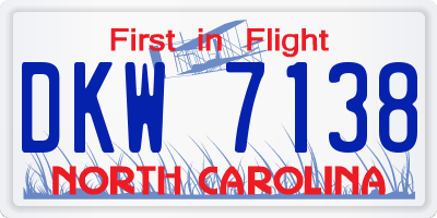 NC license plate DKW7138