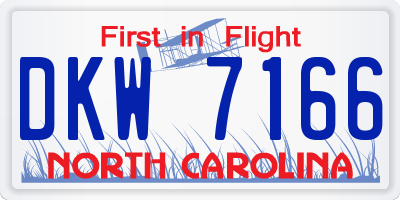 NC license plate DKW7166