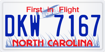 NC license plate DKW7167
