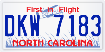 NC license plate DKW7183