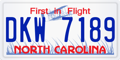 NC license plate DKW7189
