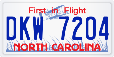 NC license plate DKW7204