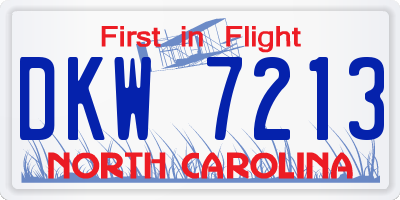 NC license plate DKW7213