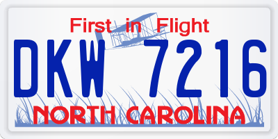 NC license plate DKW7216