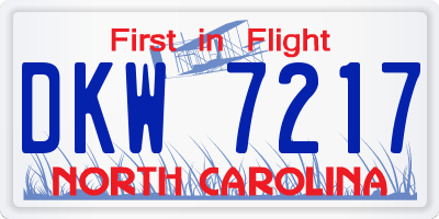 NC license plate DKW7217