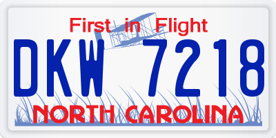 NC license plate DKW7218