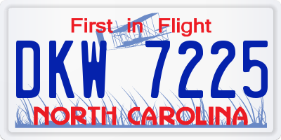 NC license plate DKW7225