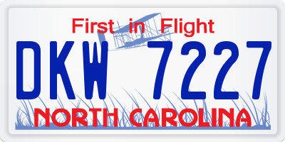 NC license plate DKW7227