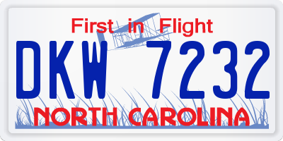 NC license plate DKW7232