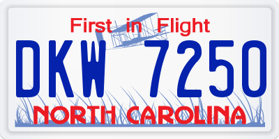 NC license plate DKW7250