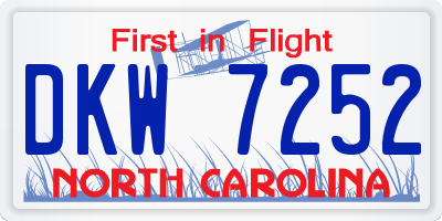 NC license plate DKW7252