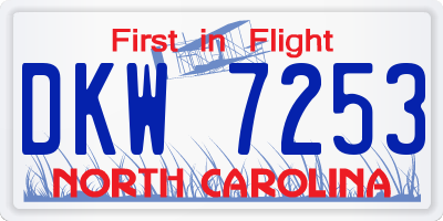 NC license plate DKW7253