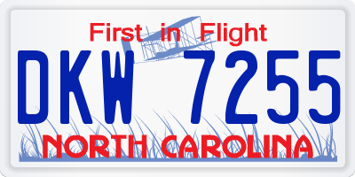 NC license plate DKW7255