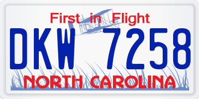 NC license plate DKW7258