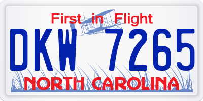 NC license plate DKW7265