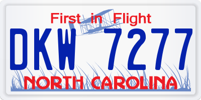 NC license plate DKW7277