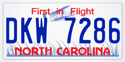 NC license plate DKW7286