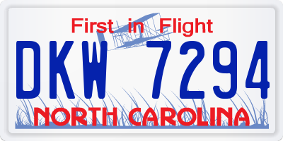 NC license plate DKW7294