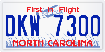 NC license plate DKW7300