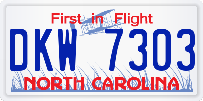 NC license plate DKW7303