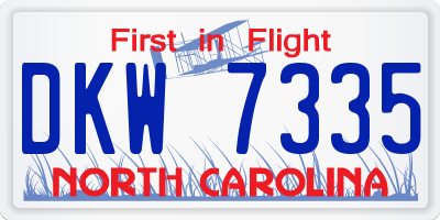 NC license plate DKW7335