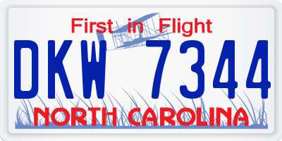 NC license plate DKW7344