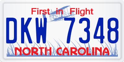 NC license plate DKW7348