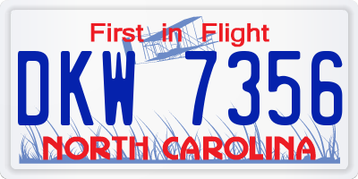 NC license plate DKW7356