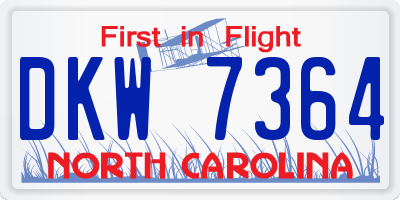 NC license plate DKW7364