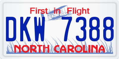 NC license plate DKW7388