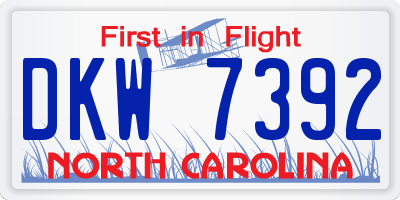 NC license plate DKW7392