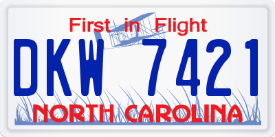 NC license plate DKW7421