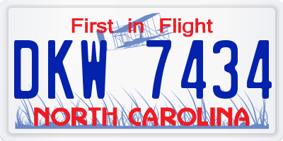 NC license plate DKW7434