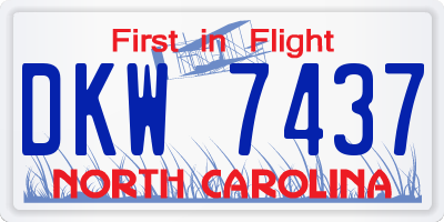 NC license plate DKW7437