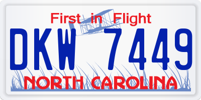 NC license plate DKW7449