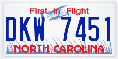 NC license plate DKW7451