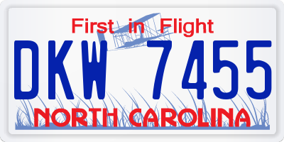 NC license plate DKW7455