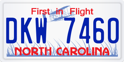 NC license plate DKW7460