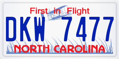 NC license plate DKW7477