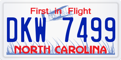 NC license plate DKW7499