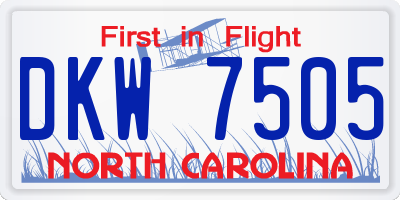 NC license plate DKW7505