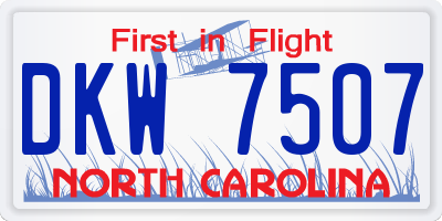 NC license plate DKW7507