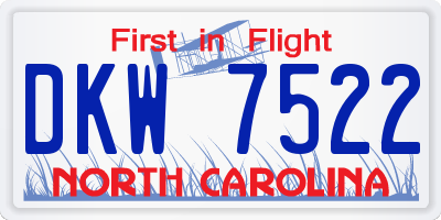 NC license plate DKW7522