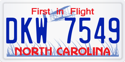 NC license plate DKW7549