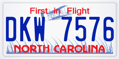 NC license plate DKW7576
