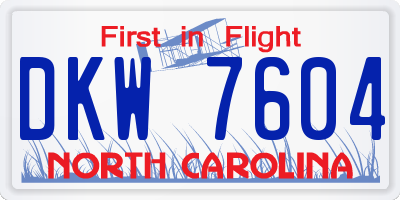 NC license plate DKW7604