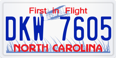 NC license plate DKW7605