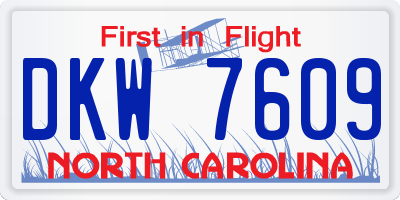 NC license plate DKW7609