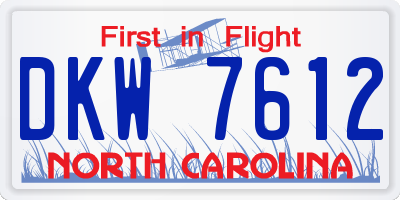 NC license plate DKW7612