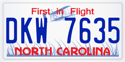 NC license plate DKW7635
